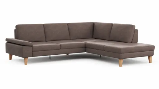 Ecksofa Houston - 2,5-Sitzer, Eckelement und 1-Sitzer mit Abschlussteil rechts,  inkl. Sitztiefenverstellung und Armlehne klappbar, Leder, Dunkelbraun