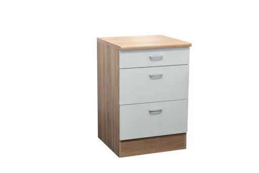 Unterschrank- B ca. 60 cm, Eiche Dekor, Weiß, Matt