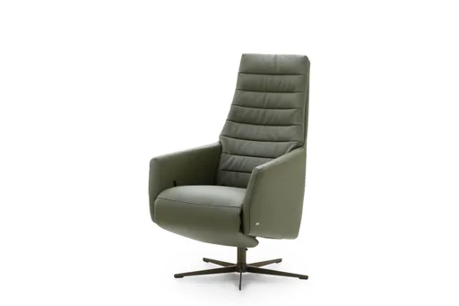 Relaxsessel Leopold - Größe L, inkl. Relaxfunktion, Leder, Olive