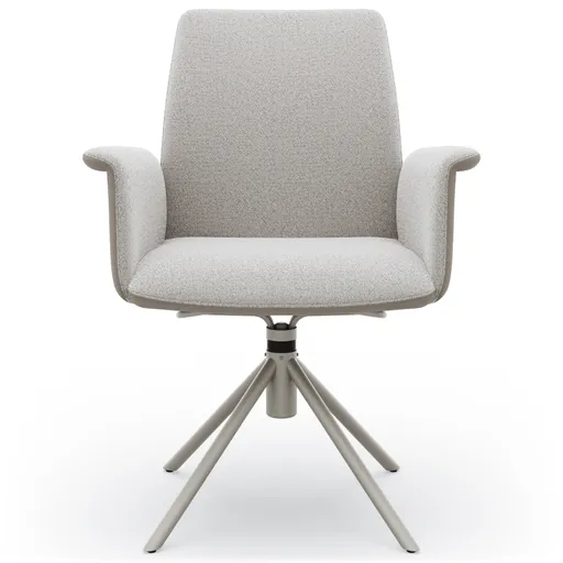 Armlehnstuhl Sedana - drehbar, Leder & Stoff, Grau