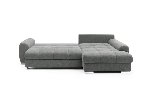Polsterecke NANJA - 2-Sitzer mit Ecke rechts inkl. Schlaffunktion und Bettkasten, Webstoff Grau