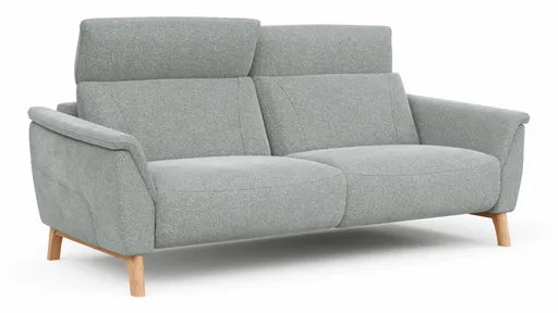 Sofa Nevin - 3-Sitzer inkl. Kopfpolsterverstellung, Stoff, Silbergrau