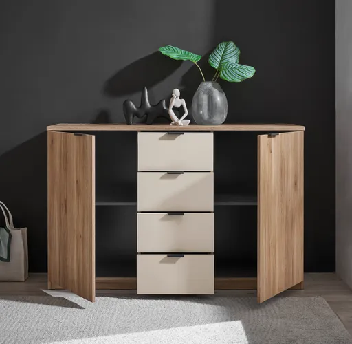 Kommode - Dekor Holz, Absetzungen Beige