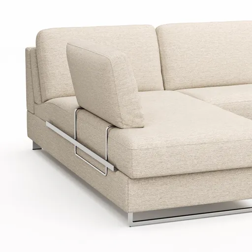 Ecksofa Nuoro - Longchair links mit 2-Sitzer inkl. Schlaffunktion und Bettkasten, Stoff, Beige