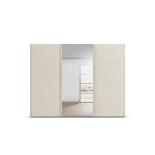 Schwebetürenschrank RIVASA- B ca. 271 cm, Champagner, Spiegel