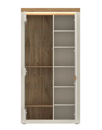 Vitrine - mit Beleuchtung, B ca. 104 cm, Kaschmir, Stone Eiche Nachbildung