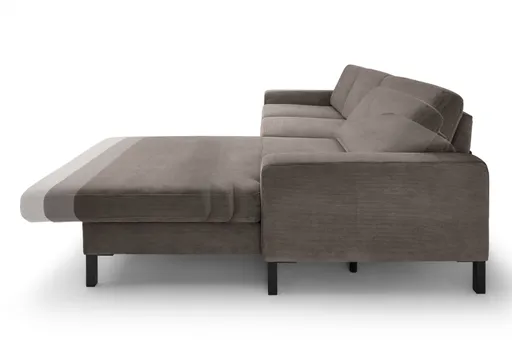  Ecksofa CALM MOVE 2.0 - 2,5-Sitzer mit Longchair rechts, Schlaffunktion, Feincord, Taupe