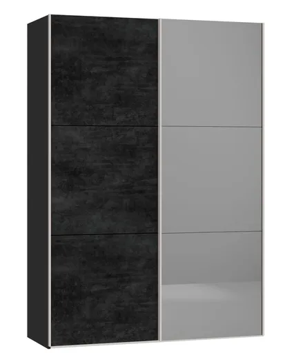 Schwebetpürenschrank JOIN IT- B ca. 152 cm, Schwarz, Graphit, Spiegel Dunkel