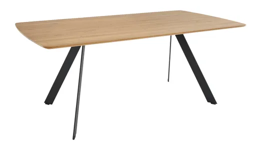 Esstisch Bat - LB ca. 200x100 cm, Wildeiche massiv, Metall schwarz