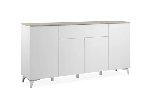 Sideboard - B ca. 177 cm, Weiß, Sandstein Nachbildung