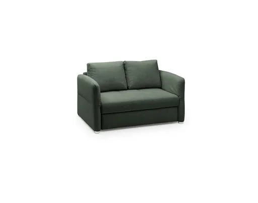 Sofa JORDEN - 1,5-Sitzer inkl. Schlaffunktion mit Bettkasten, verstellbare Armlehnen, Stoff, Dunkelgrün