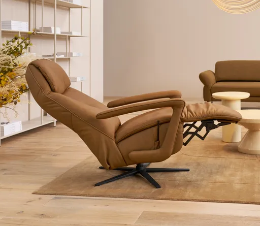 Sessel EM Dresden - manuelle Verstellung, Leder, braun