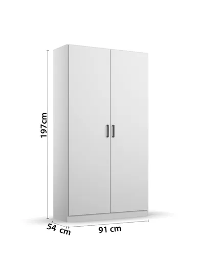 Drehtürenschrank RHONDA- B ca. 91 cm, Weiß