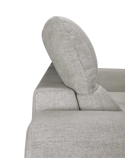 Ecksofa - 2-Sitzer mit Ecke rechts, Schlaffunktion mit Bettkasten, Stoff, Silbergrau