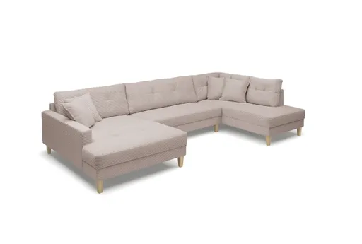 Wohnlandschaft - Longchair links, 2-Sitzer, Ecke rechts, Stoff, Rosa