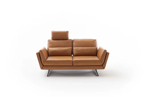 Sofa Tova - 2-Sitzer inkl. Rücken und Armlehnenverstellung, Leder, Cognac