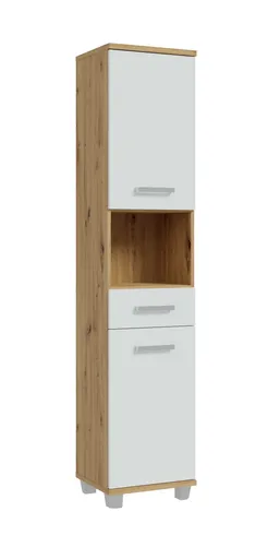 Hochschrank- B ca. 40 cm, Eiche Dekor, Hellgrau