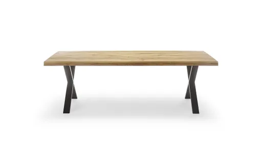 Esstisch - LB ca. 240x100 cm, Eiche massiv geölt, Baumkante, Schwarz