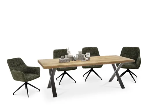 Armlehnstuhl MARYBEL - drehbar, Stoff, Grün