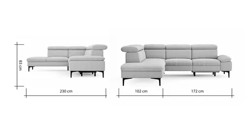 Ecksofa Felipa - Ecke links mit 2,5-Sitzer inkl. Armlehne verstellbar und Rückenlehne/Sitztiefe verstellbar (motorisch), Stoff, Natur