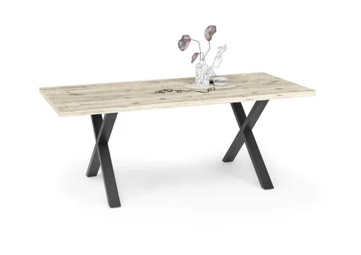 Esstisch - LB ca. 200x100 cm, Sandeiche, Schwarz