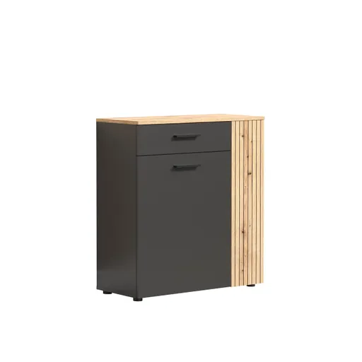 Kommode - B ca. 80 cm,  Anthrazit, Eiche Coast Evoke Nachbildung