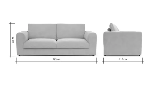 Sofa Stormy - 3-Sitzer, Stoff, Graubeige