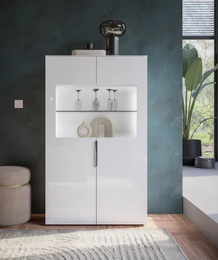 Vitrine- inkl. LED-Beleuchtung, Weiß