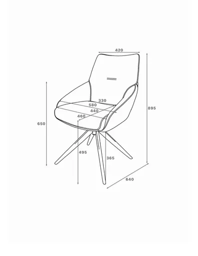 Stuhl MANON - drehbar, Stoff, Schwarz