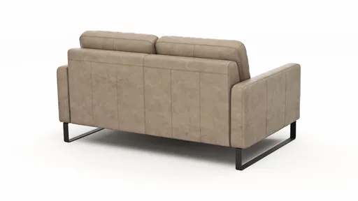 Sofa Enna - 2,5-Sitzer, Armlehne A, Leder, Taupe, Kufe, Schwarz