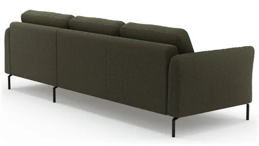 Ecksofa Leona - 3-Sitzer mit Longchair rechts inkl. Sitzvorzug motorisch, Stoff, Braungrün