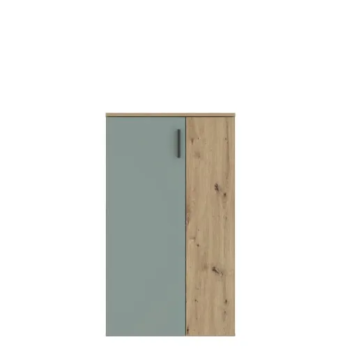 Schuhschrank FINLEI - B. ca. 70 cm, Eiche Dekor, Salbei