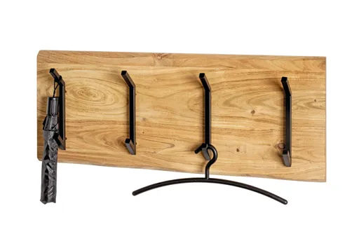 Wandgarderobe - B ca. 90 cm, Akazie, Schwarz