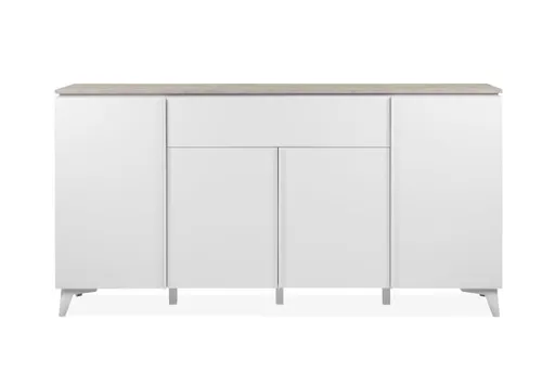 Sideboard - B ca. 177 cm, Weiß, Sandstein Nachbildung