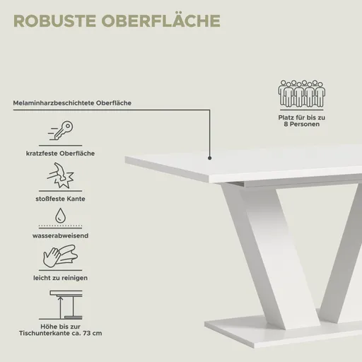 Esstisch - ausziehbar, LB ca. 150x90 cm, Weiß