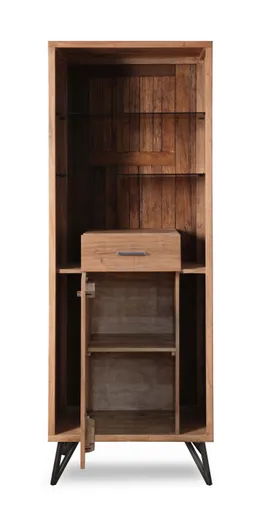 Vitrine - mit Beleuchtung, B ca. 72 cm, Akazie massiv