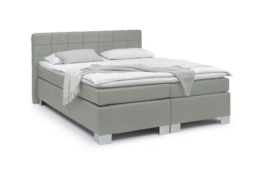 Boxspringbett HAIKOS- Liegefläche ca. 180x200 cm, Stoff, Grau, inkl. Topper