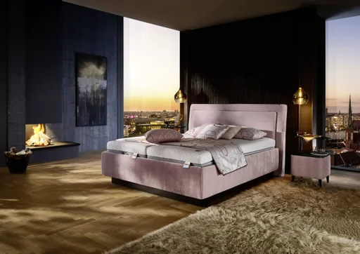 Polsterbett - Liegefläche ca. 180x200 cm, Stoff, Rosé