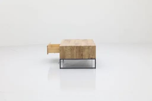 Couchtisch - mit Schubkasten, LBH ca. 115x65x42 cm, Eiche, Metallgestell