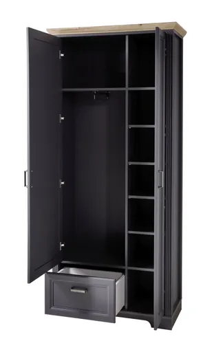 Garderobenschrank - B ca. 93 cm, Graphit, Artisan Eiche Nachbildung