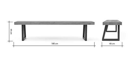 Holzbank Clifton - Breite ca. 180cm, Zerreiche massiv, smoked