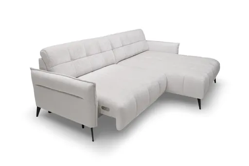 Ecksofa WALI MINI - 2-Sitzer, Ecke rechts inkl. Relaxfunktion, Stoff, Hellgrau
