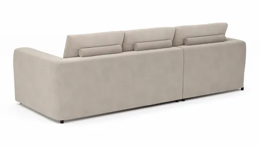 Ecksofa Stormy - Longchair links mit 2,5-Sitzer, Stoff, Creme