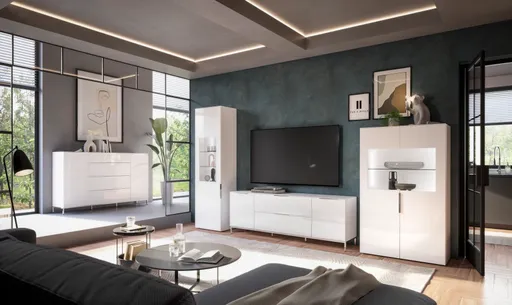 Vitrine - inkl.LED-Beleuchtung, Weiß