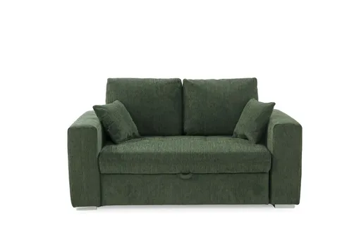 Sofa JORDEN 2 - 1,5-Sitzer inkl. Schlaffunktion mit Bettkasten, Stoff, Dunkelgrün