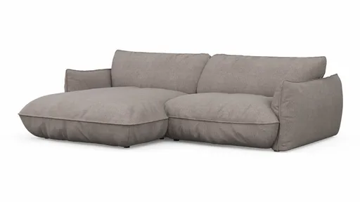 Ecksofa Fluffy - Longchair mit 2,5-Sitzer rechts inkl. Rückenlehne verstellbar, Stoff, Taupe
