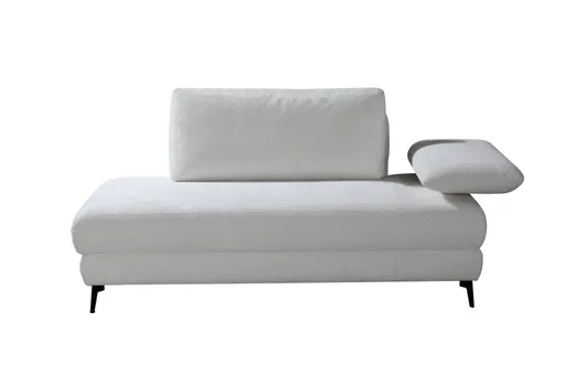 Einzelliege - Schlaffunktion mit Bettkasten, Armteil verstellbar, Stoff, Weiß