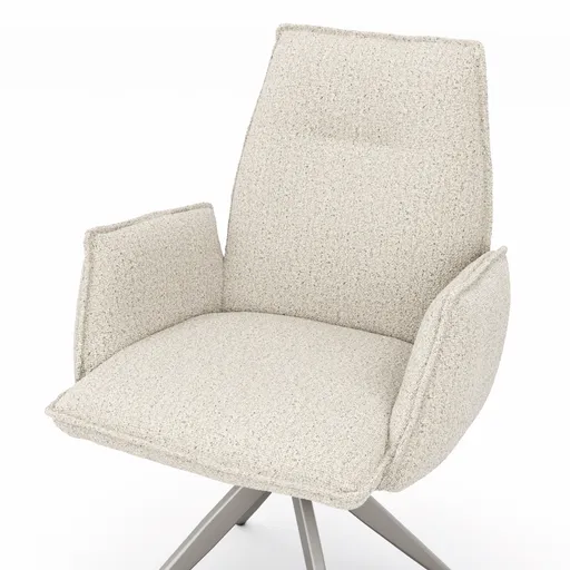 Armlehnstuhl Dinner - drehbar, Stoff, Champagner