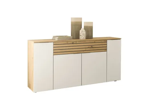 Sideboard - B ca. 177 cm, Artisan Eiche Nachbildung, Weiß