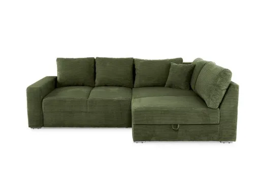 Ecksofa JANIS - 2,5-Sitzer, Ecke rechts inkl. Schlaffunktion, Stoff, Grün